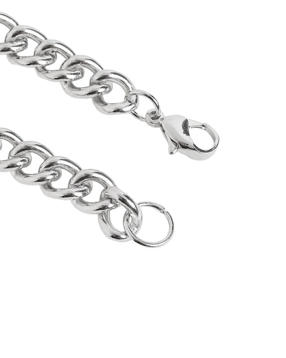 Men Silver Plated Curb Chain Bracelet