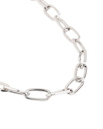 Set of 4 Silver Plated Puffed Heart, Toggle with Fancy Chains Multilayered Necklace