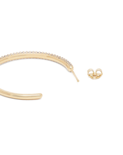 18kt Gold Plated CZ Bold Half Hoop Earring