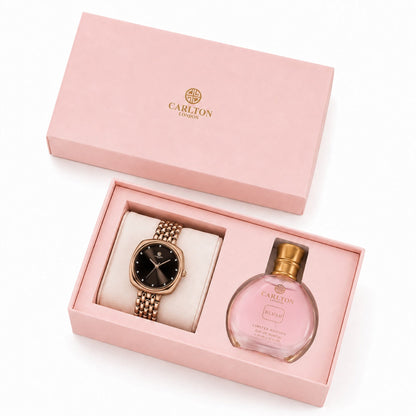 Gift Set of 2  Celeste Brown Watch And Blush Perfume 30ML -  CLPLG124