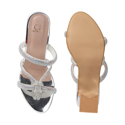 Lustrous Knot Strap Block Heel Women&
