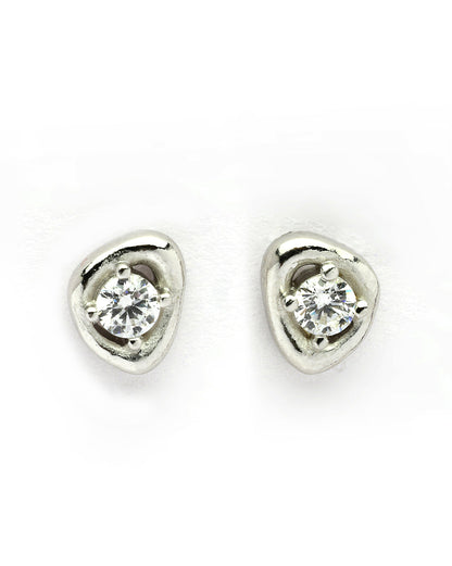 925 Sterling Silver Rhodium Plated CZ Mini Stud Earring