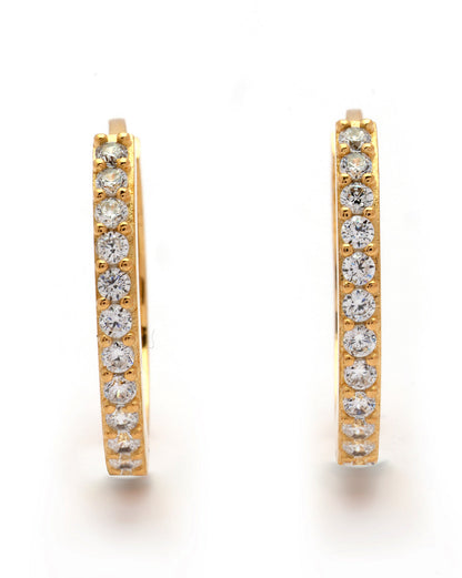 18kt Gold Plated CZ Hoop Earring