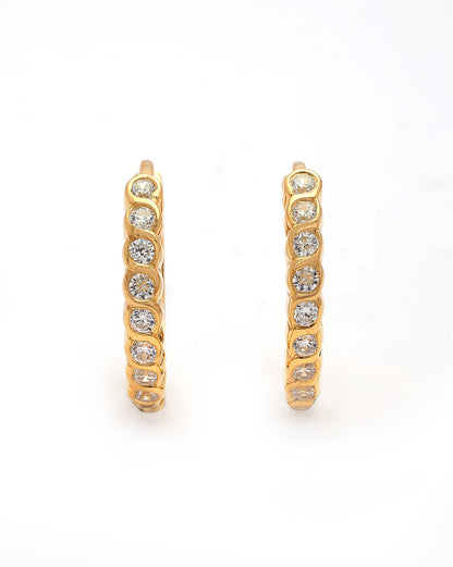 925 Sterling Silver 18kt Gold Plated CZ Signature Hoop Earring