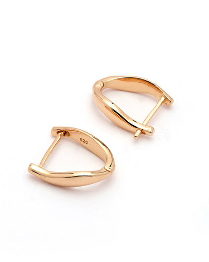 925 Sterling Silver 18kt Rose Gold Plated Signature Wave Hoop Earring