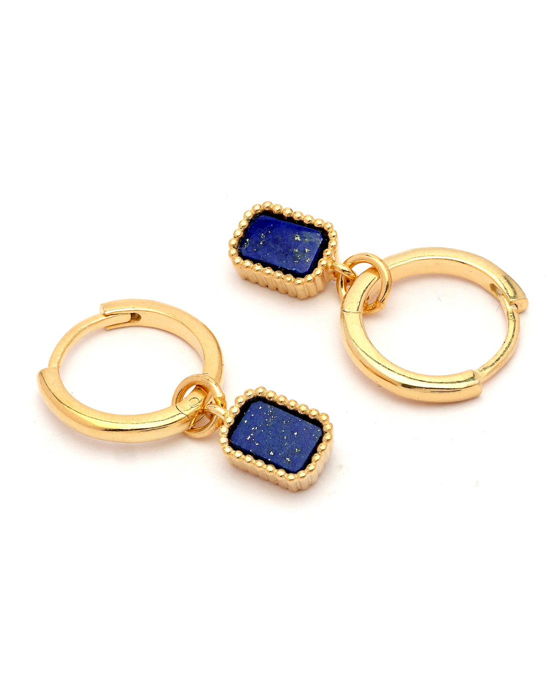 18kt Gold Plated Blue Lapis Stone Hoop Earring