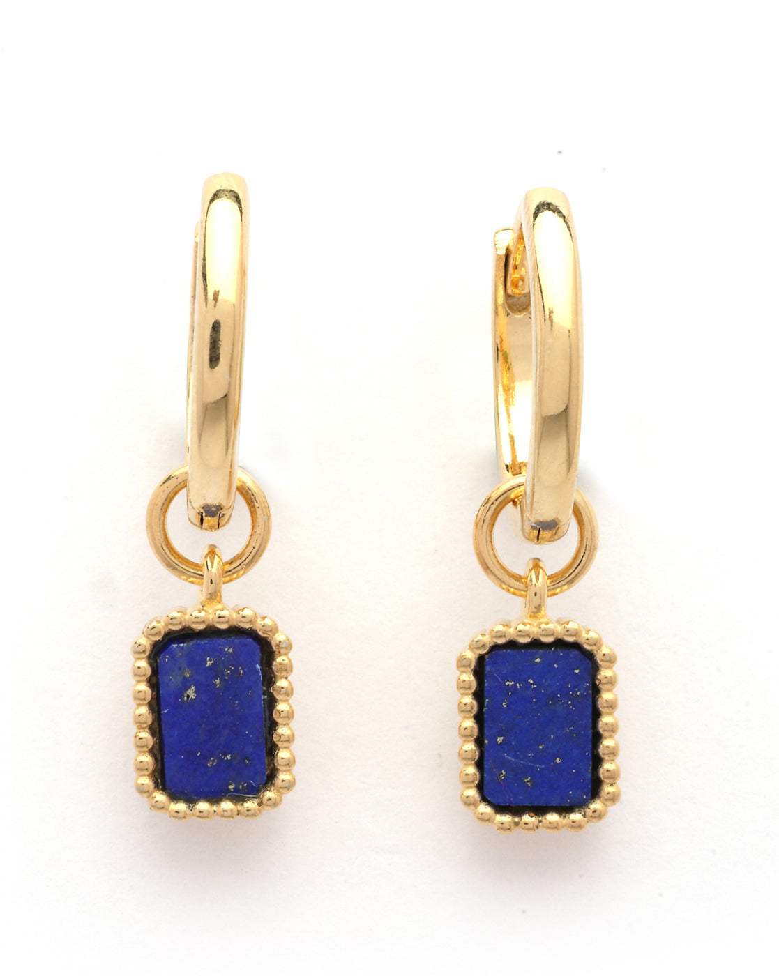 18kt Gold Plated Blue Lapis Stone Hoop Earring