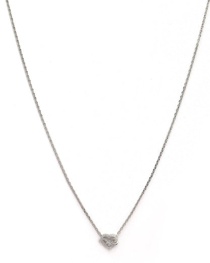 925 Sterling Silver Rhodium Plated CZ Heart with Infinity Necklace