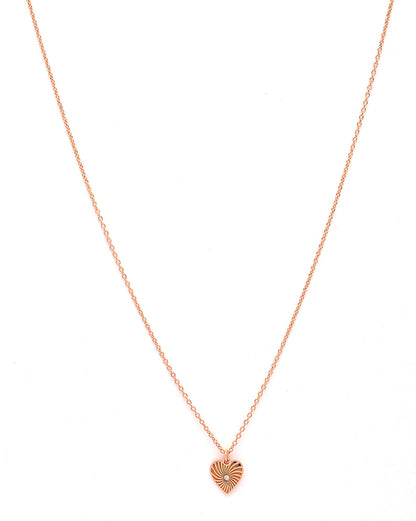925 Sterling Silver 18kt Rose Gold Plated CZ Heart Pendant and Chain