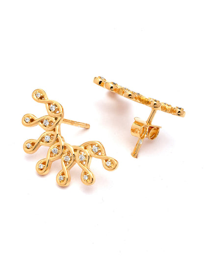 18kt Gold Plated CZ Sunburst Necklace and Earring Set