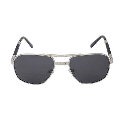 Carlton London Premium Silver &amp; Black Toned Polarised And Uv Protected Lens Foldover Sunglasses For Men