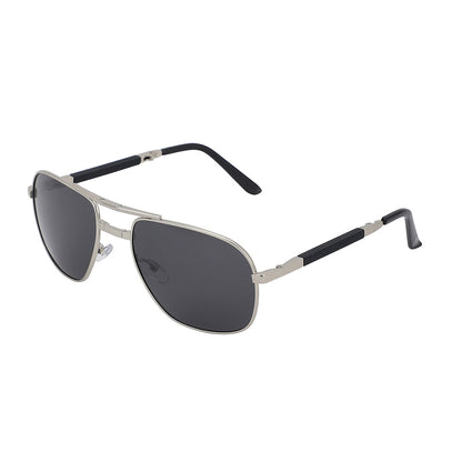 Carlton London Premium Silver &amp; Black Toned Polarised And Uv Protected Lens Foldover Sunglasses For Men