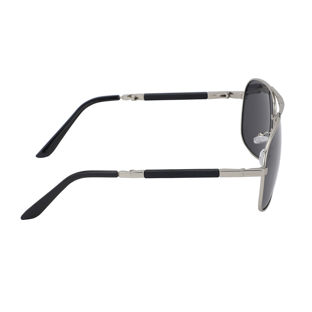 Carlton London Premium Silver &amp; Black Toned Polarised And Uv Protected Lens Foldover Sunglasses For Men