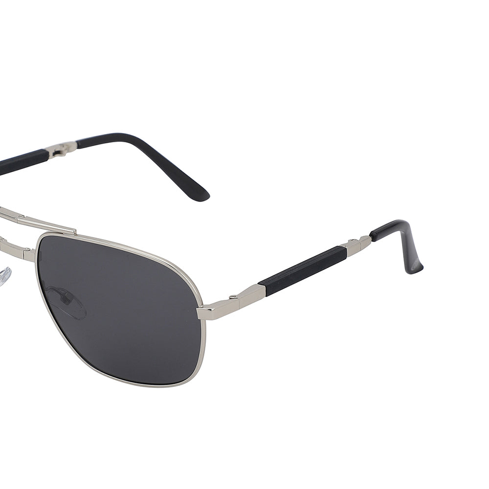Carlton London Premium Silver &amp; Black Toned Polarised And Uv Protected Lens Foldover Sunglasses For Men