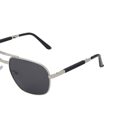 Carlton London Premium Silver &amp; Black Toned Polarised And Uv Protected Lens Foldover Sunglasses For Men