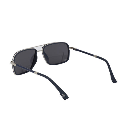 Carlton London Premium Silver &amp; Blue Toned Polarised And Uv Protected Lens Rectangle Sunglasses For Men