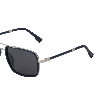 Carlton London Premium Silver &amp; Blue Toned Polarised And Uv Protected Lens Rectangle Sunglasses For Men