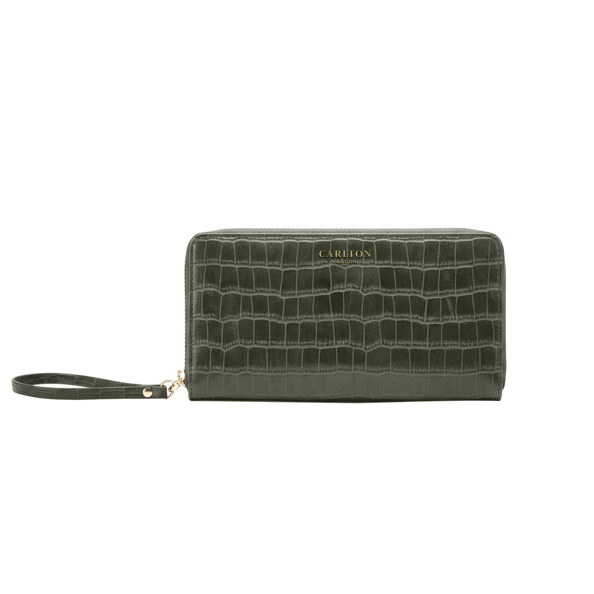 Carlton London Women Estelle Zip Around Textured Wallet with Gold Hardware