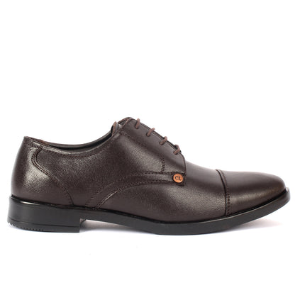 Carlton London Textured Cap-Toe Derby Leather Shoes for Men