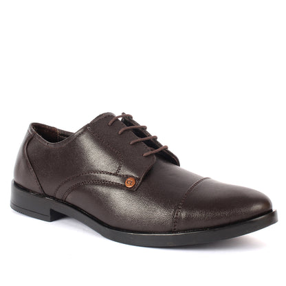 Carlton London Textured Cap-Toe Derby Leather Shoes for Men
