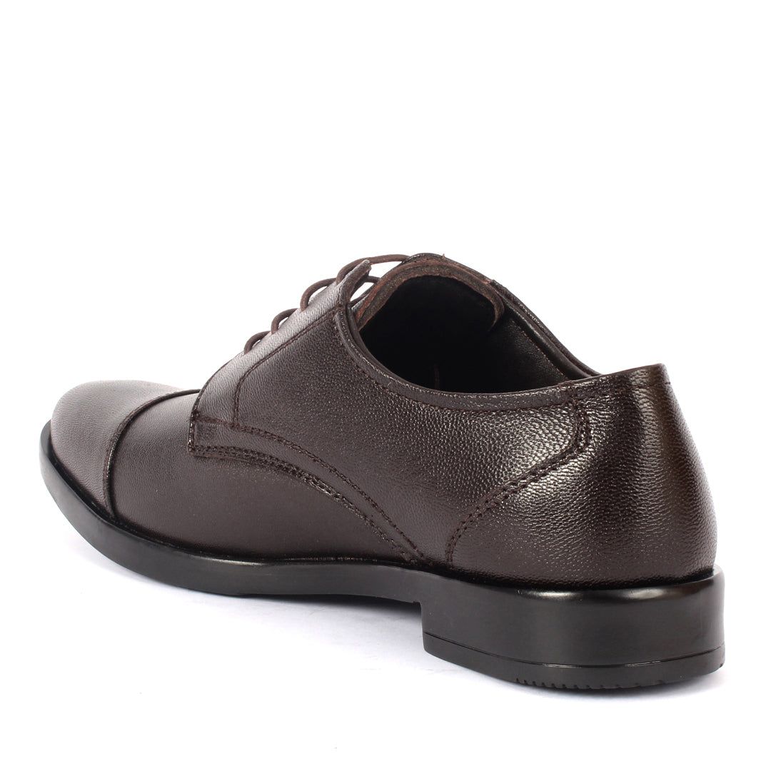 Carlton London Textured Cap-Toe Derby Leather Shoes for Men
