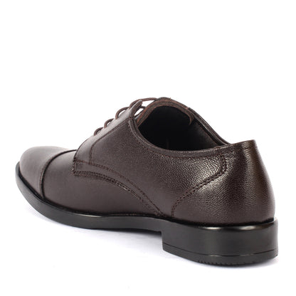 Carlton London Textured Cap-Toe Derby Leather Shoes for Men