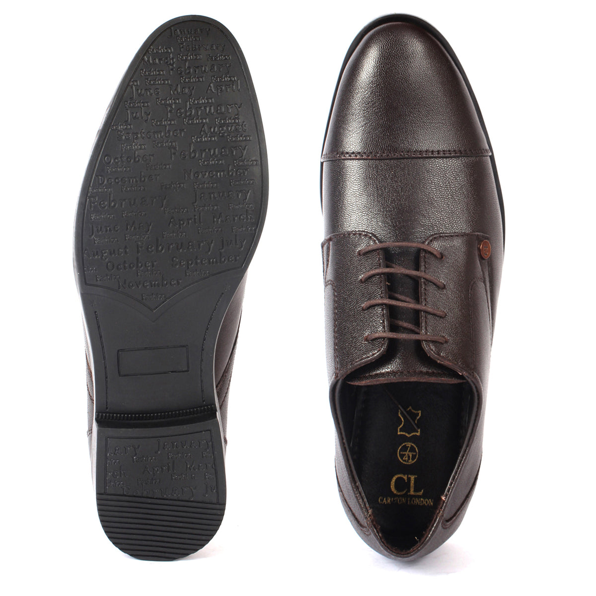 Carlton London Textured Cap-Toe Derby Leather Shoes for Men