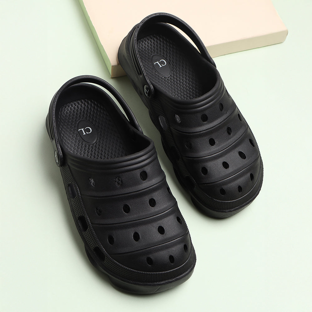 Men Sculpted Perforated Comfort Clogs with Back Strap