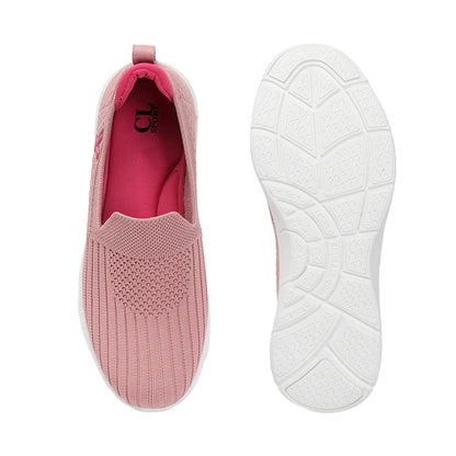 Women Textured Round Toe Flyknit Mesh Slip-On Sneakers