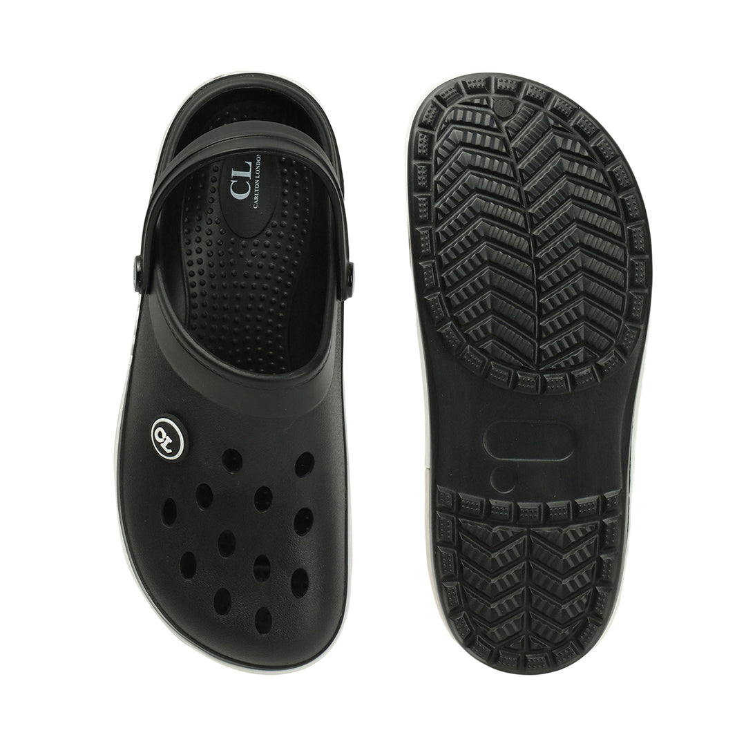 Men Perforated Two Tone Slip On Clogs