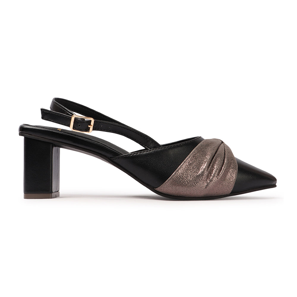 Women Embellished Party Block Sandals with Slingback Buckle