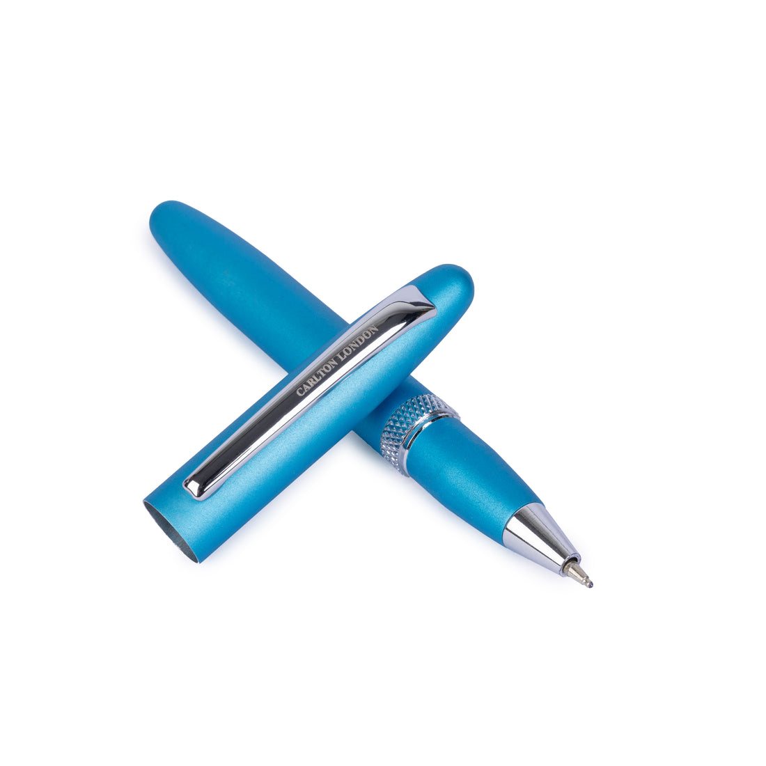 Carlton London Sky Blue Metallic Ball Pen  Elegant Executive Writing Pen with Clip  Smooth Fine