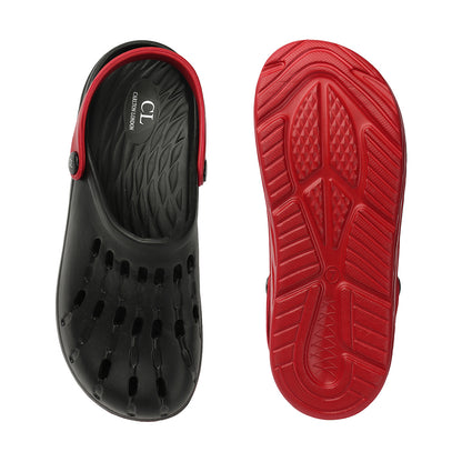 Men Two Tone Perforated Back Strap Clogs