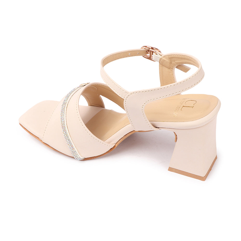 Women Embellished Block Heel Sandals with Buckles