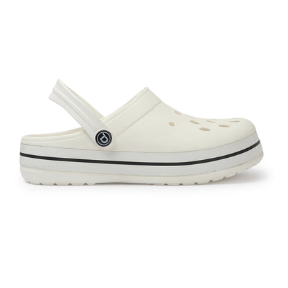 Men Striped Band Perforated Clogs