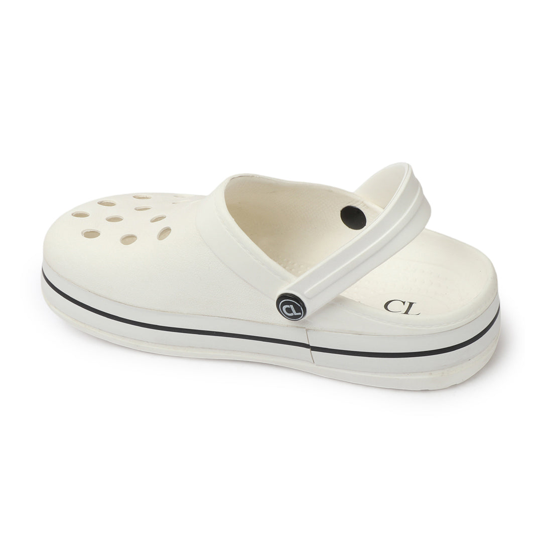 Men Striped Band Perforated Clogs