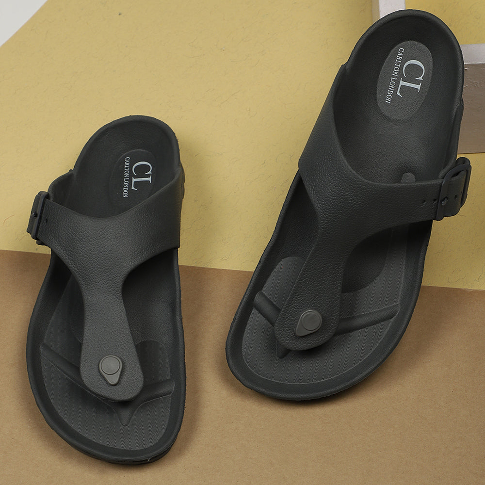 Men Solid Thong Slide with Adjustable Strap