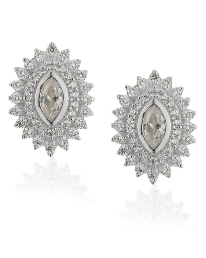Carlton London Rhodium Plated Cz Eye Stud Earring For Women