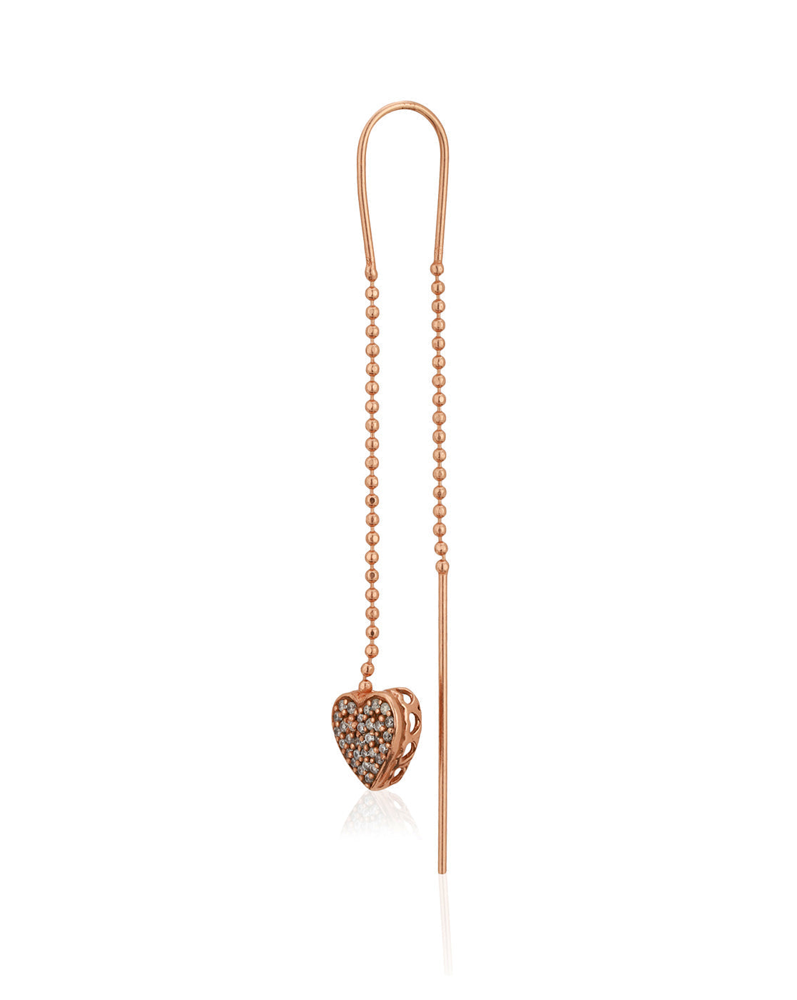 Carlton London Rose Gold Plated Cz Drop Earring With Dangling Heart For Women