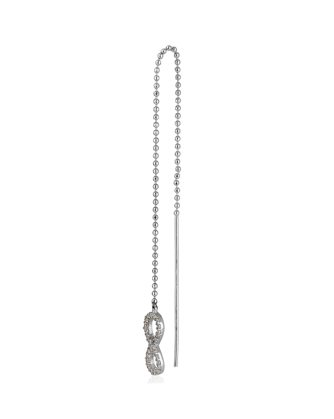 Carlton London Rhodium Plated Cz Drop Earring With Dangling Infinity For Women