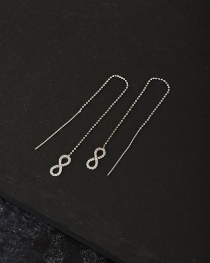 Carlton London Rhodium Plated Cz Drop Earring With Dangling Infinity For Women