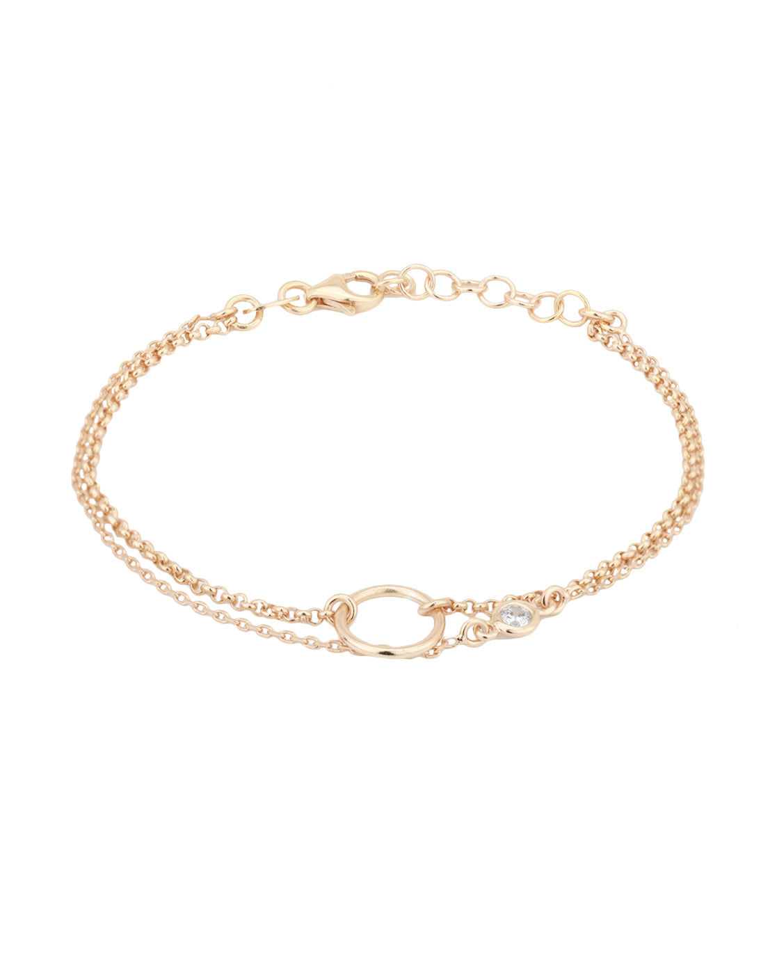 Carlton London Rose Gold Plated Cz Dual Strand Bracelet For Women