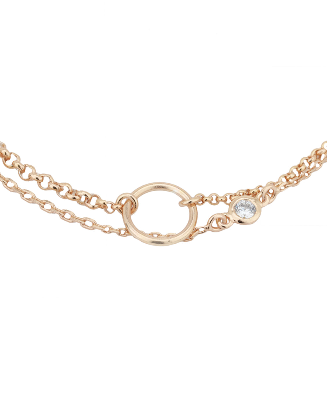 Carlton London Rose Gold Plated Cz Dual Strand Bracelet For Women