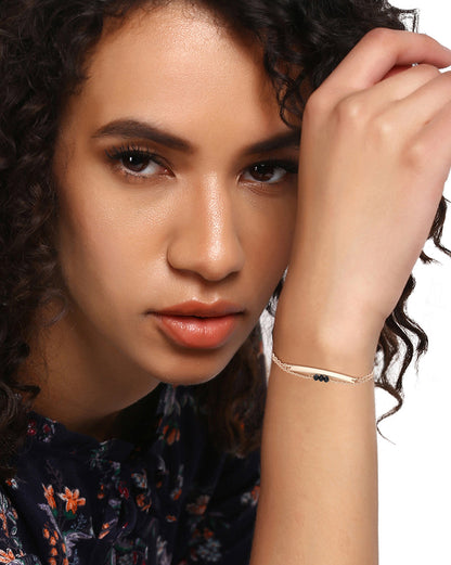 Carlton London Gold Plated With Glass Bead Dual Strand Bracelet