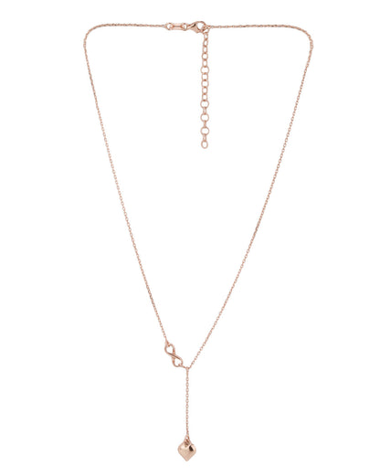 18kt Rose Gold Plated Lariat Heart Pendant with Chain