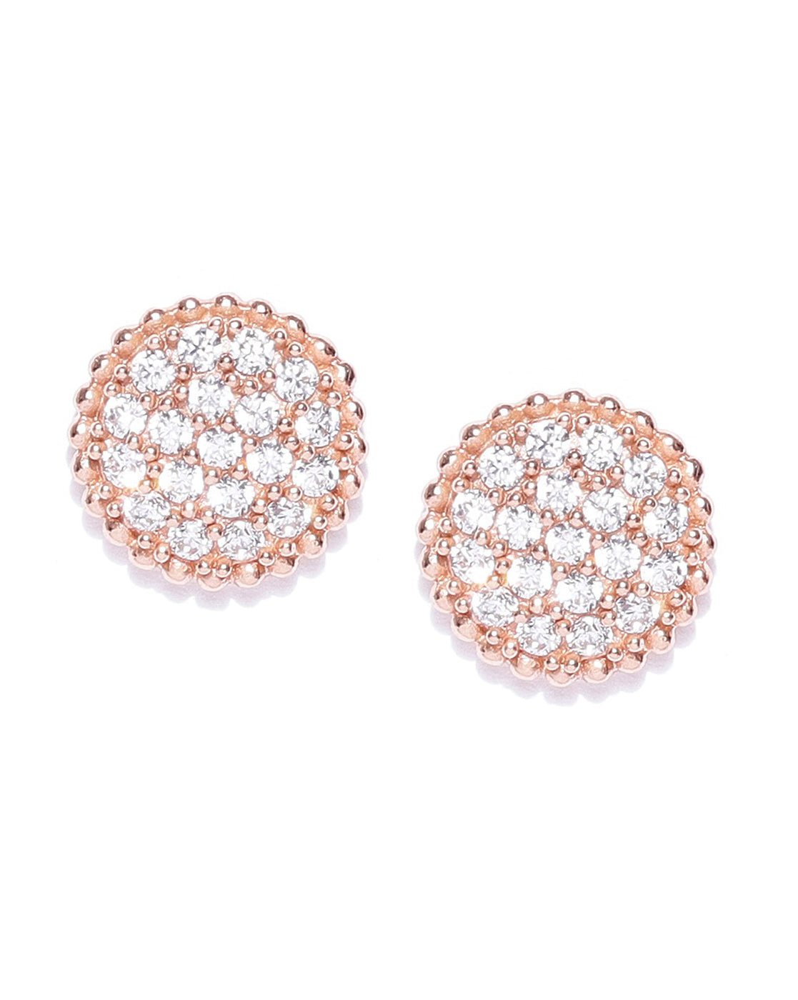 Carlton London Rose Gold Plated Cz Circular Stud Earring For Women
