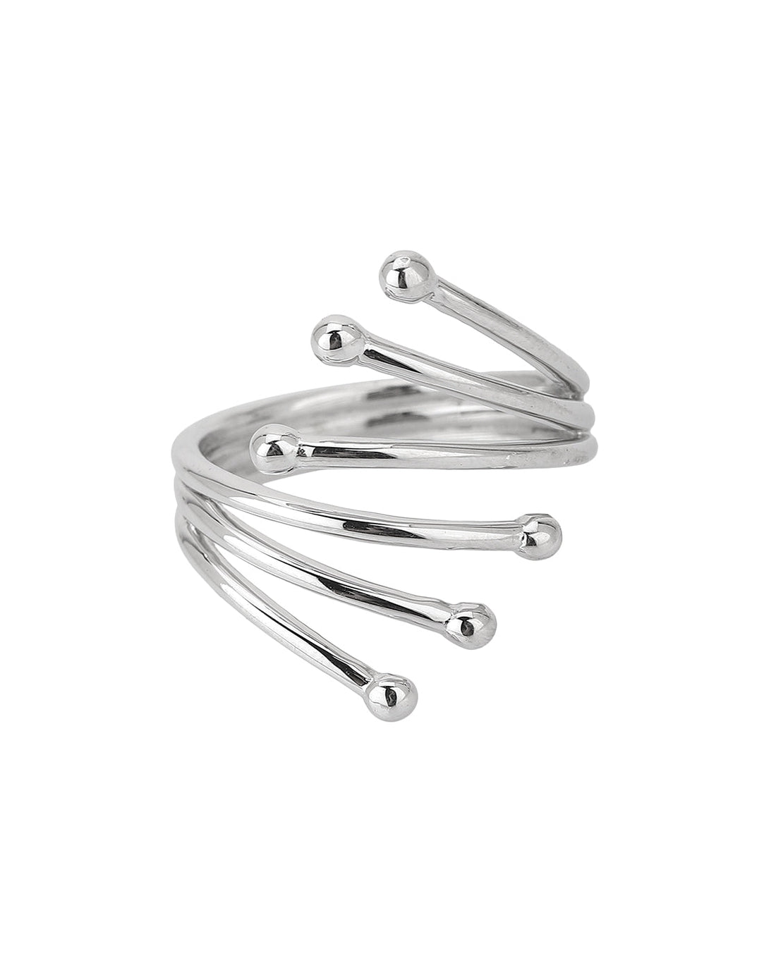 Carlton London Rhodium Plated Silver Toned Adjustable Contemporary Finger Ring For Women