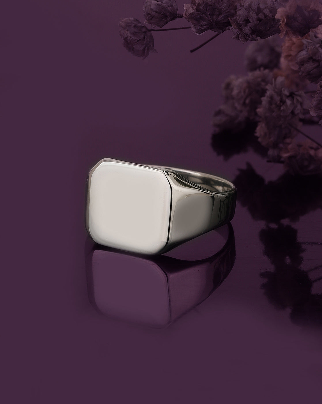 Carlton London Rhodium Plated Mens Ring
