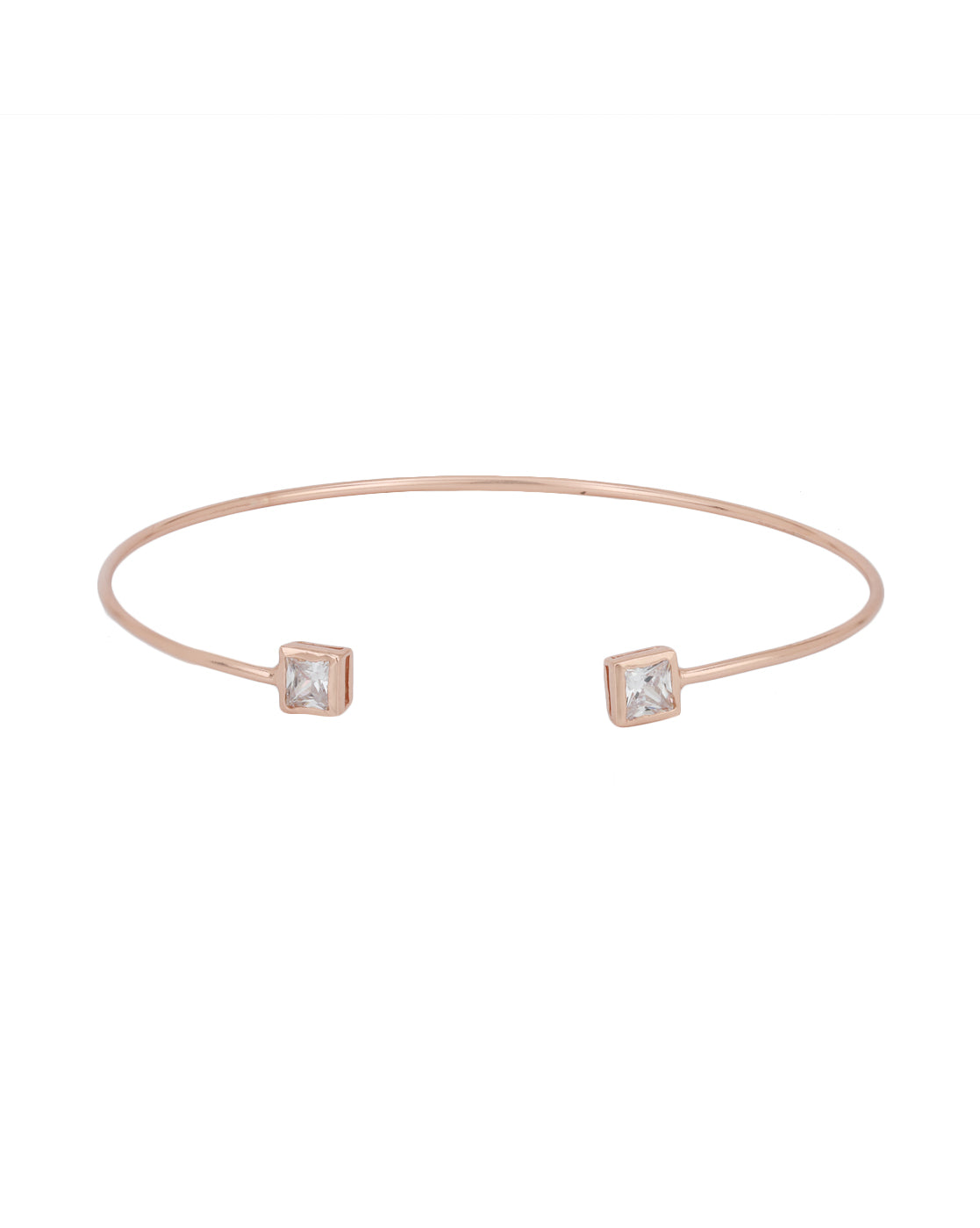 Carlton London Rose Gold Plated Cz Studded Cuff Bracelet