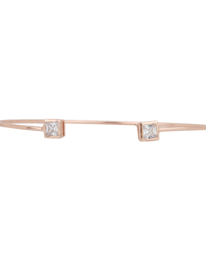 Carlton London Rose Gold Plated Cz Studded Cuff Bracelet